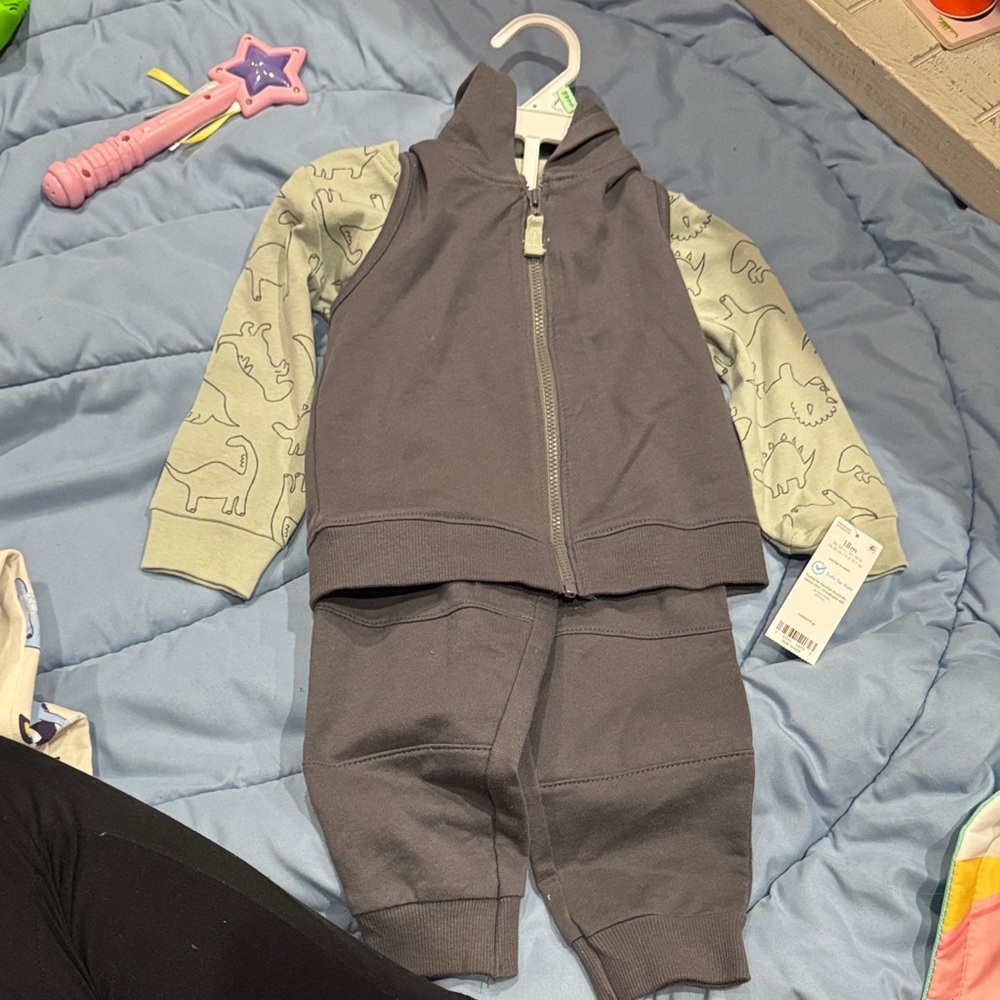 Carters dinosaur 3 piece set size 18 month NWT